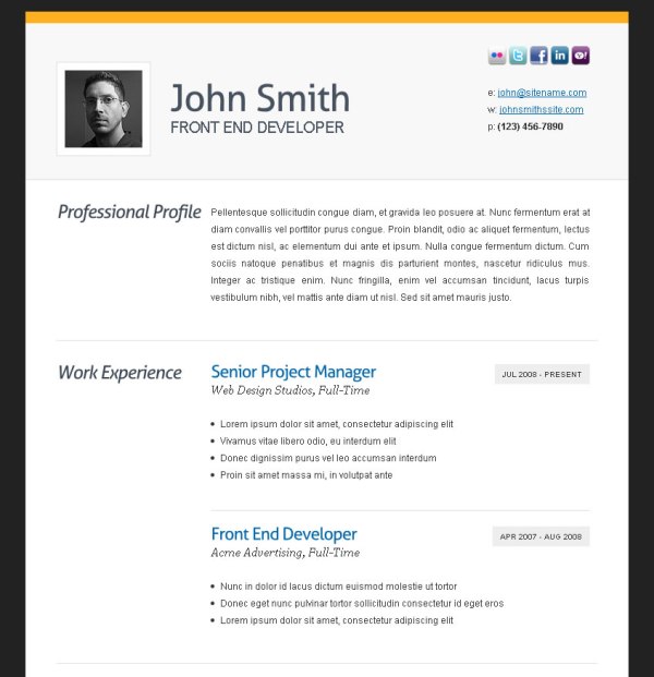 Free resume template examples