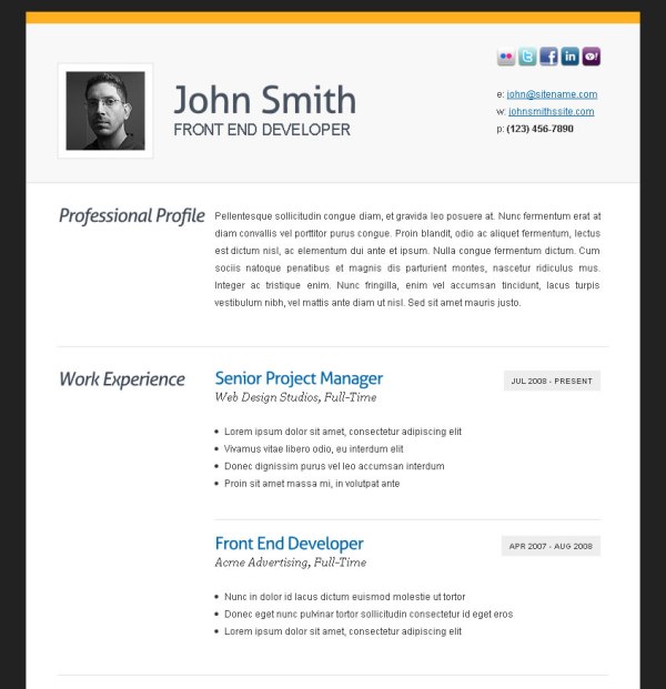 Free html resume templates