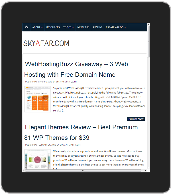 Skyafar.com in iPad Skyafar iPad