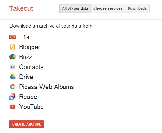 Google Takeout Backup Step 1