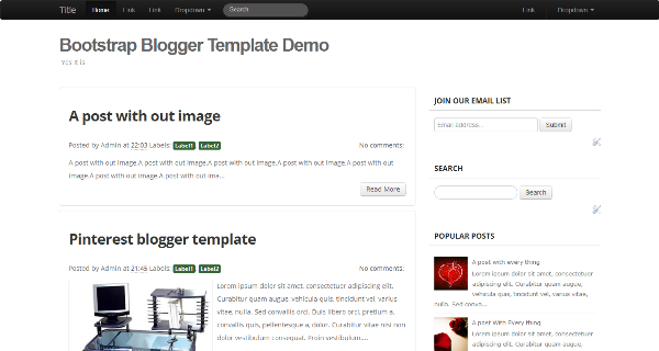 Bootstrap Blogger Template Demo. About Twitter Bootstrap
