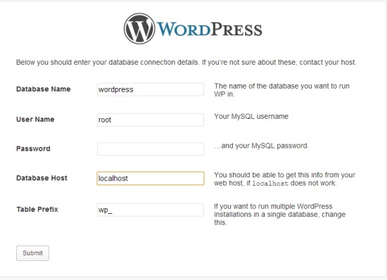 WordPress Database Details