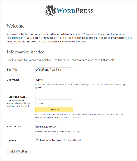 WordPress › Installation